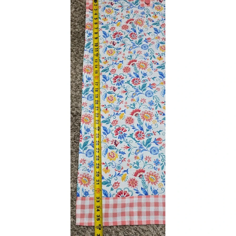 The Pioneer Woman Floral Gingham Kitchen Window Curtain Panel Pink Blue 30x36